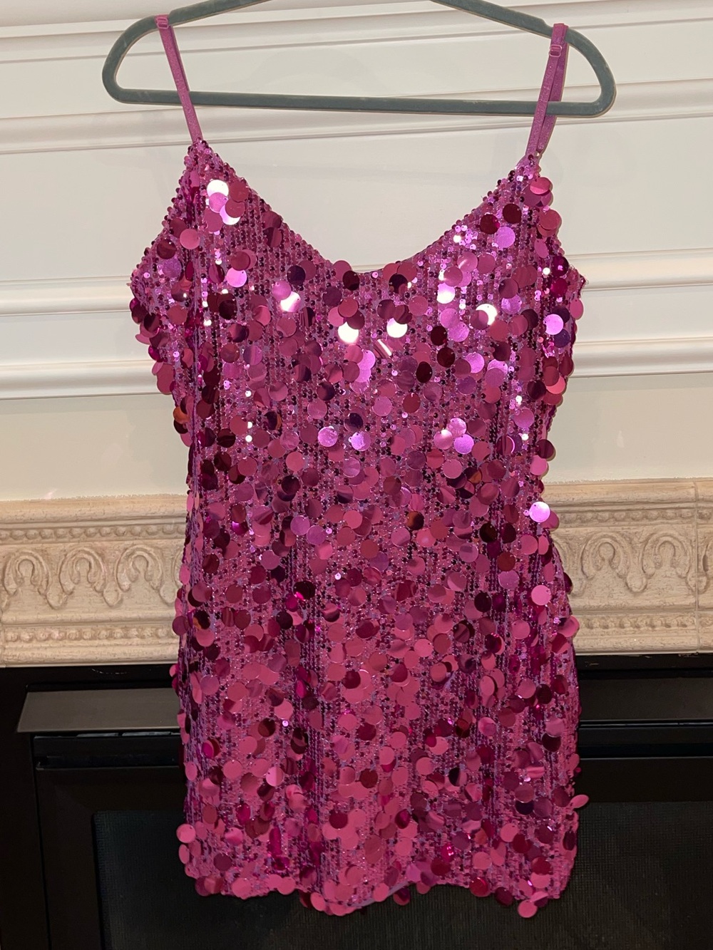 Klesis sequin & large disk mini dress